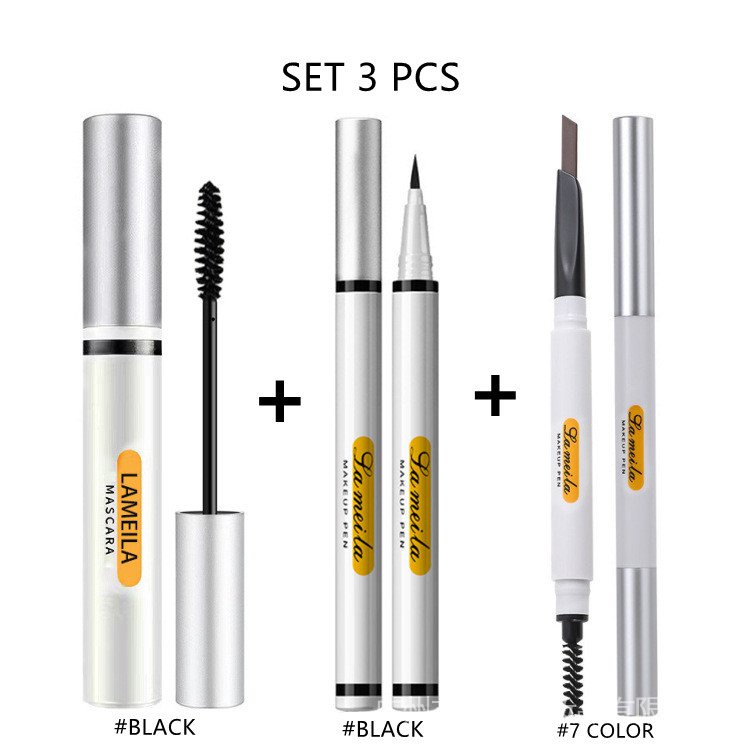 Set 3 món mỹ phẩm trang điểm LAMEILA gồm Mascara + bút kẻ mắt + bút kẻ mày chống thấm nước lâu trôi