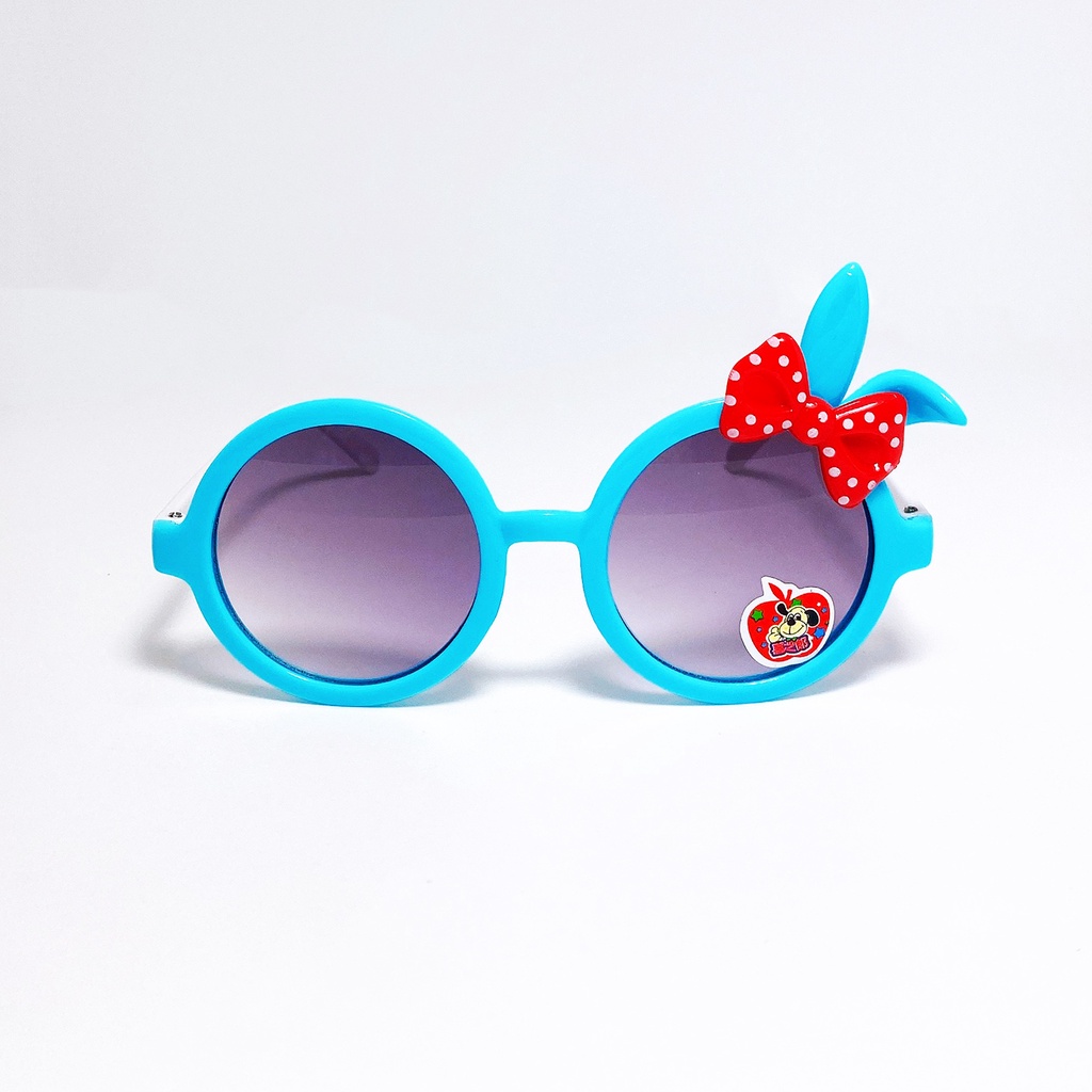 Kính mát trẻ em Jun Secret gọng nhựa, tròng tròn đính nơ tai thỏ dễ thương dành cho bé gái từ 1 đến 5 tuổi JS200209