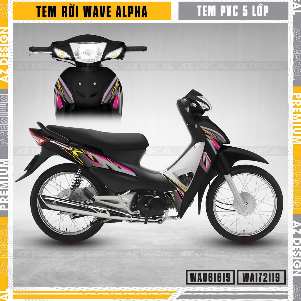 Tem Dán Xe Wave Alpha 2006 - 2021 Mẫu Chữ X | WA19 | Decal Rời Chống Nước, Bền Màu Cho Wave A 100cc 110cc