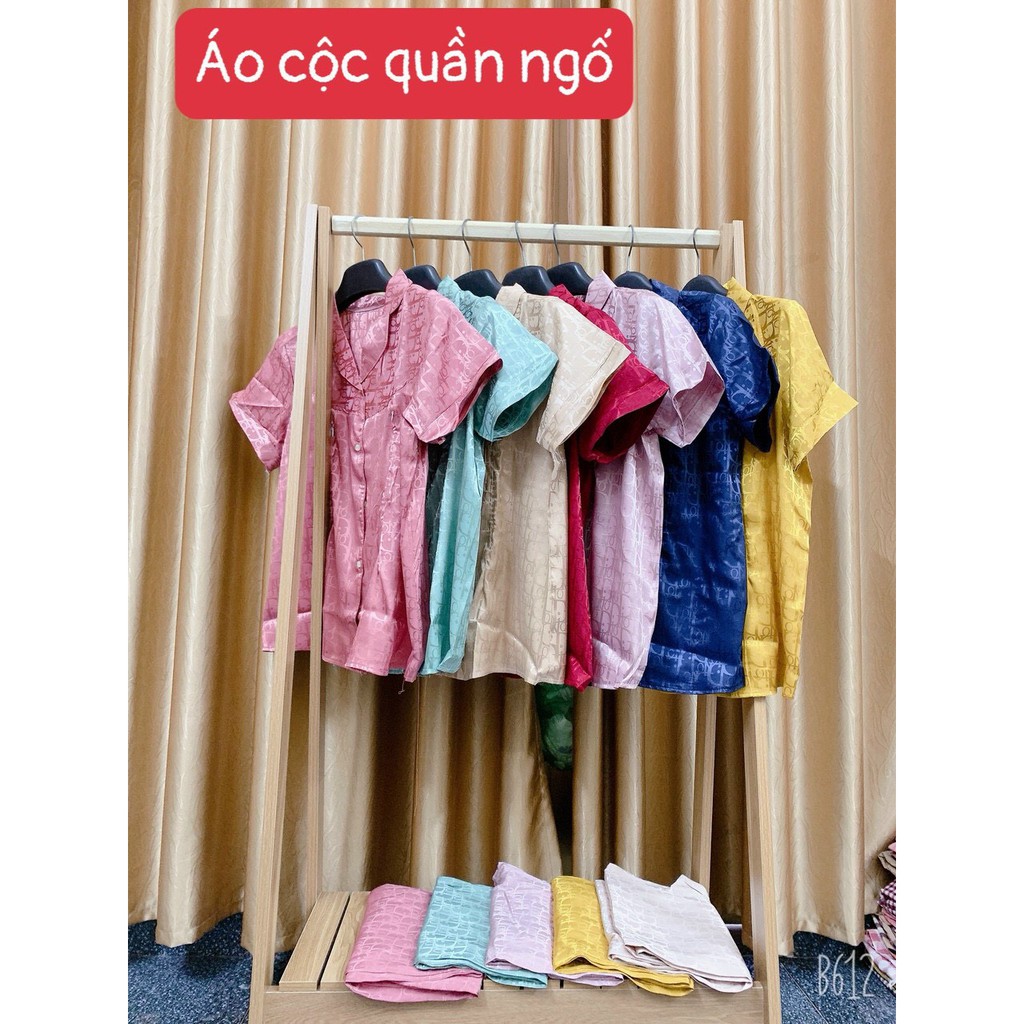 Bộ Pijama Bầu và Sau Sinh lụa gấm mặc 2 chức năng có khóa cho con bú