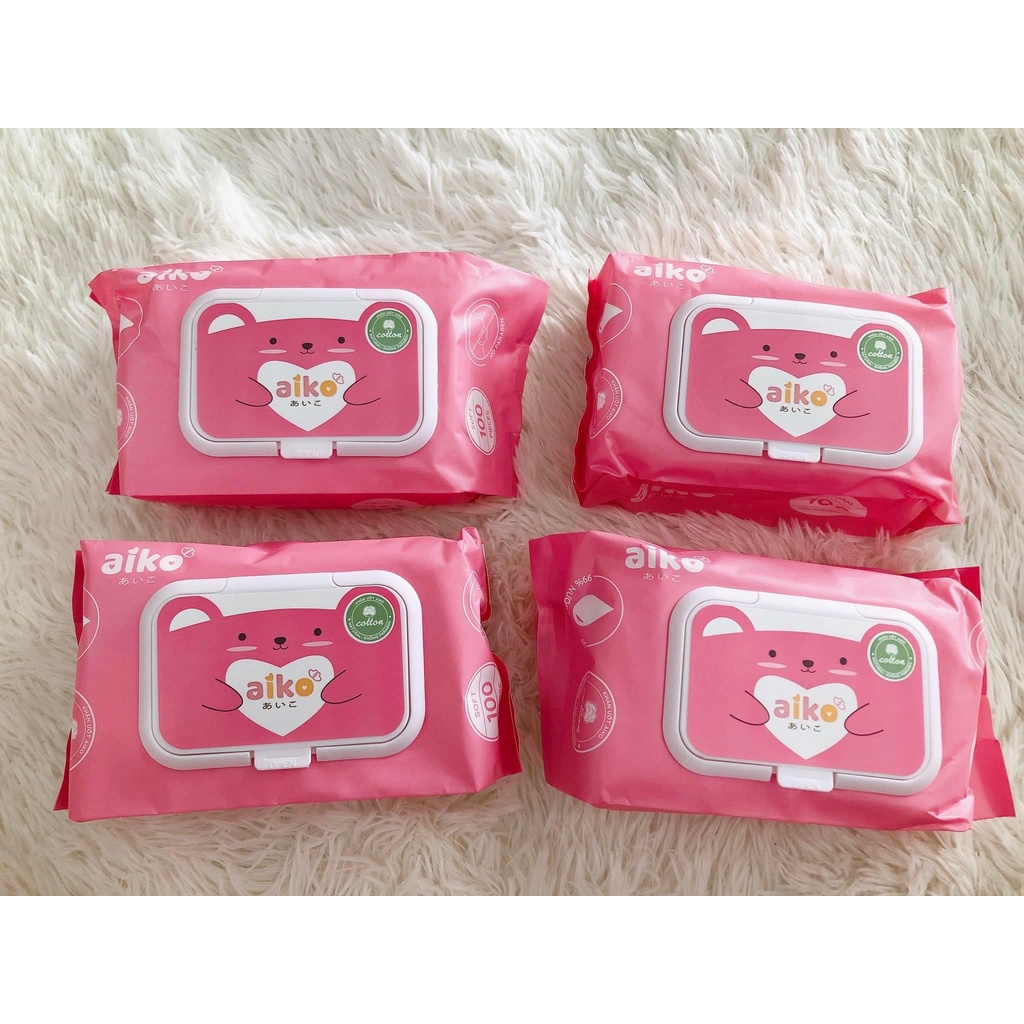 Khăn giấy ướt kháng khuẩn cao cấp AIKO không mùi 100 tờ cho bé