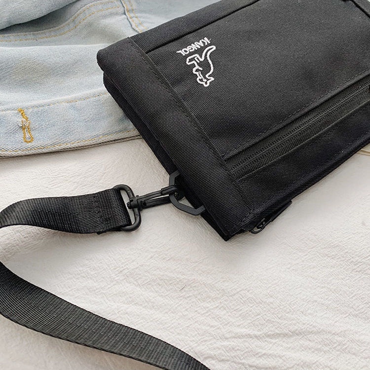 Túi đeo chéo thêu logo Kangol thời trang đơn giản cho nam