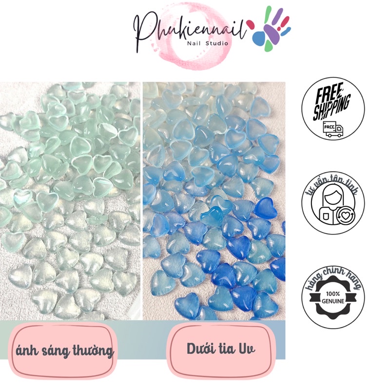 Trái tim đổi màu làm nail 50 viên