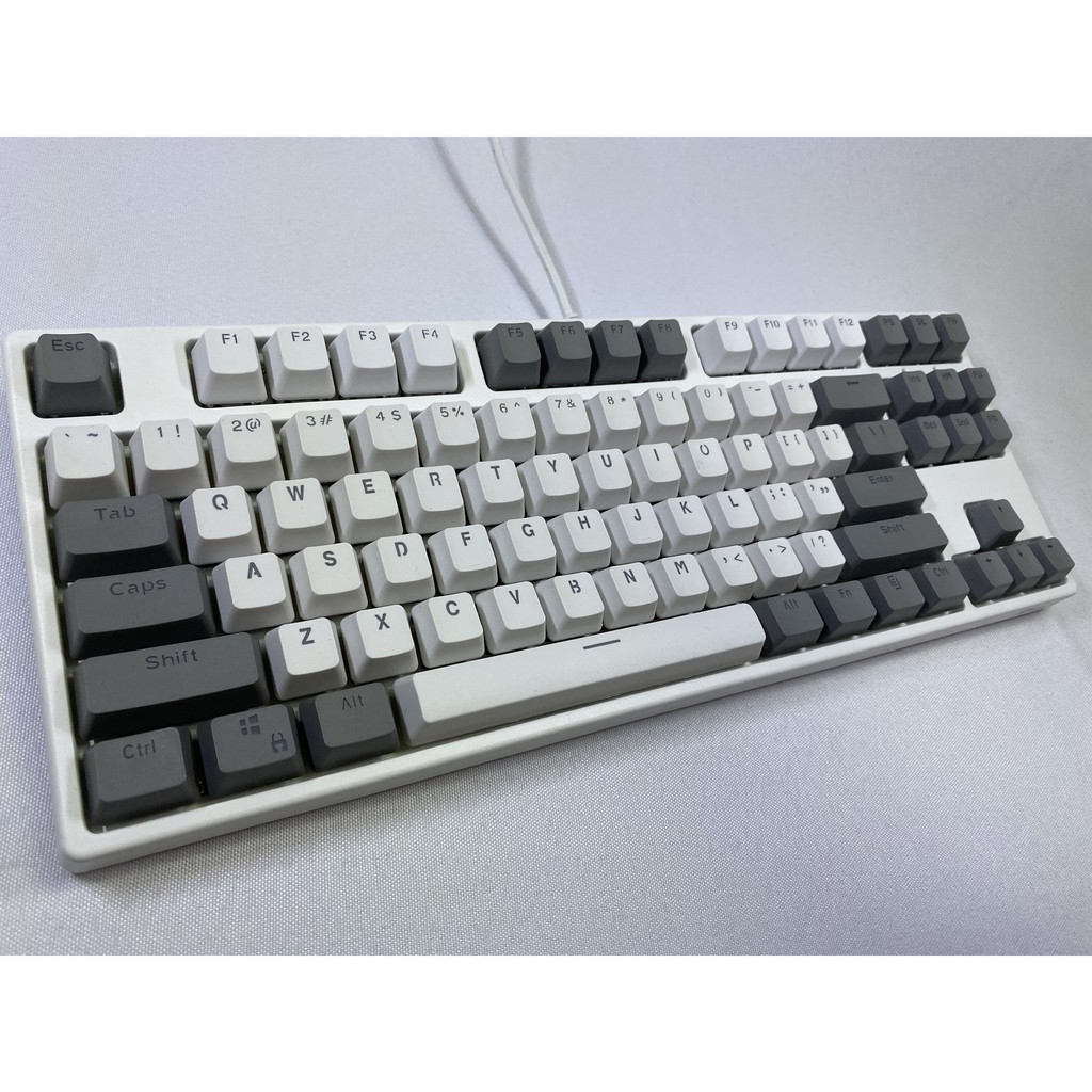 Keycaps màu trắng xám, 87 Phím PBT Bàn phím cơ Keycaps Bàn phím cơ Double Backlit Word Màu trong suốt Phím chơi game dành cho Bàn phím bố cục Hoa Kỳ cho Cherry MX