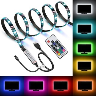 Bộ Dây Đèn LED Trang Trí TV/PC/Laptop 60 Bóng LED 5050 RGB 5V Chống Nước 17 Phím RF