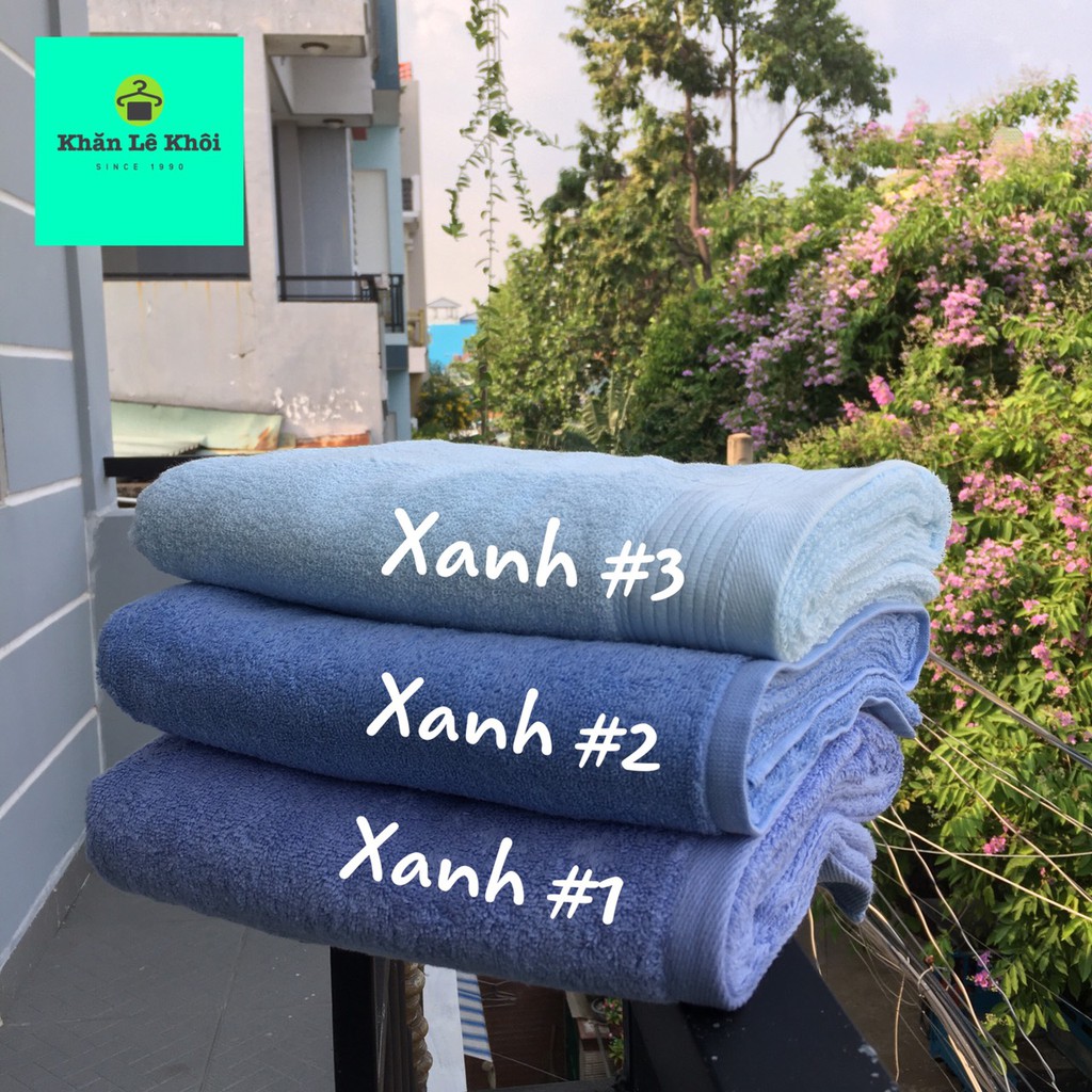 Khăn tắm size vừa và lớn 100% cotton Tông xanh Tươi mát - 50x100/60x120cm