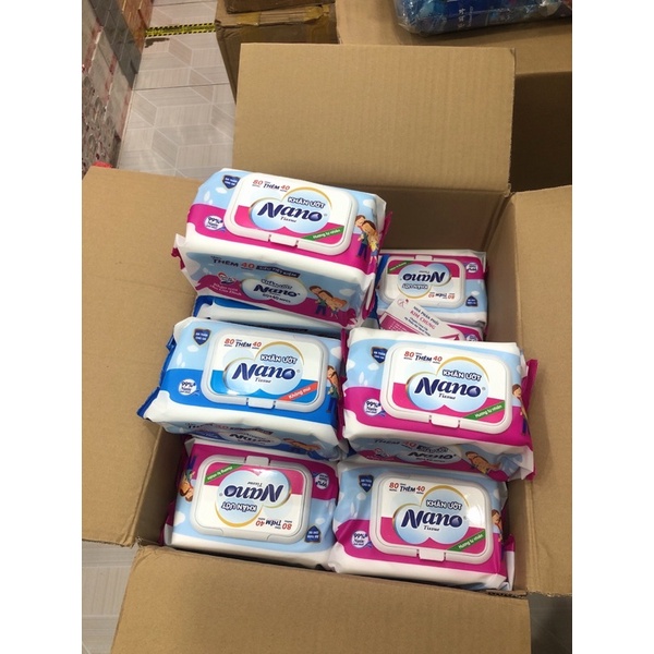 Khăn giấy ướt Nano Tissue 120 miếng (Gói lớn tiện lợi)