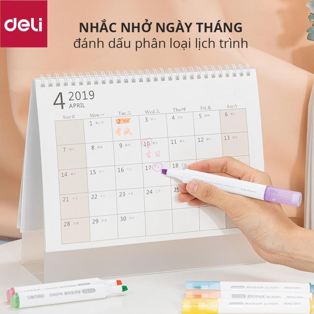 Bút highlight dạ quang dấu dòng Deli hộp 6 chiếc - 33002 [Deli]