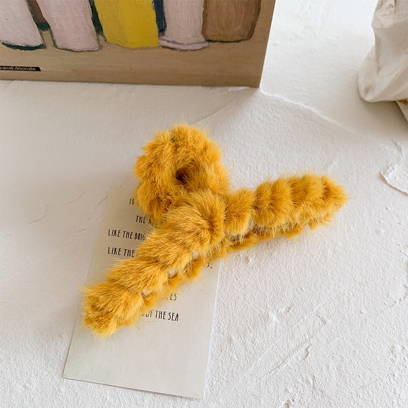 Cặp kẹp tóc càng cua hàn quốc phủ lông vũ hot trend cho nữ dễ thương cute dài 11cm