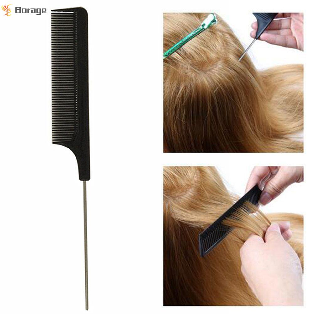 [Hàng mới về] Lược chải tóc BORAGE màu đen răng lược hẹp nhỏ gọn tiện dụng cho salon
