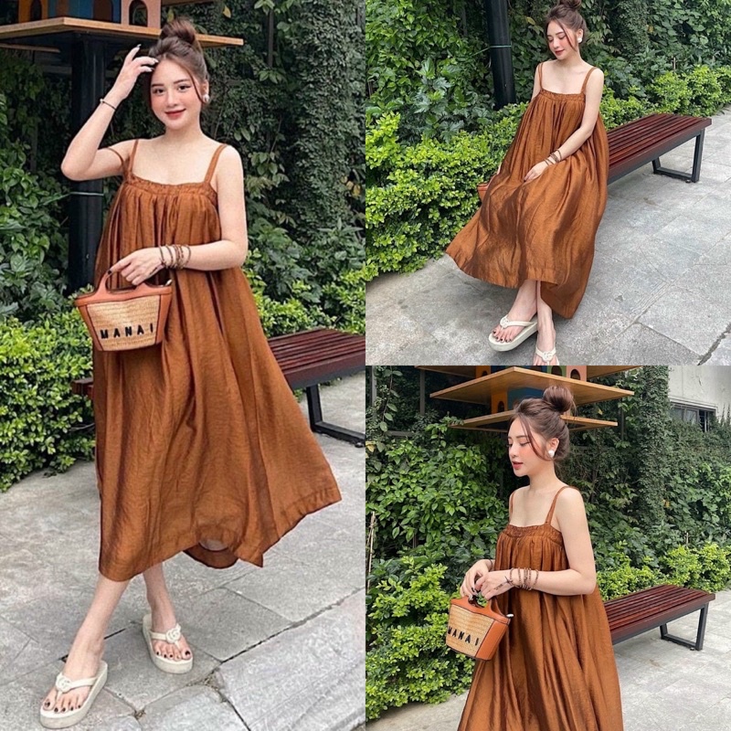 ĐẦM MAXI HAI DÂY THUN NGỰC