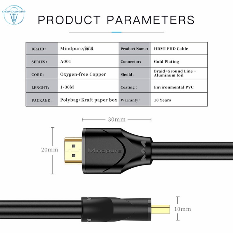 Cáp chia HDMI 2.0 4k 3D có chiều dài 1m 1.5m 2m 3m 5m 8m 10m