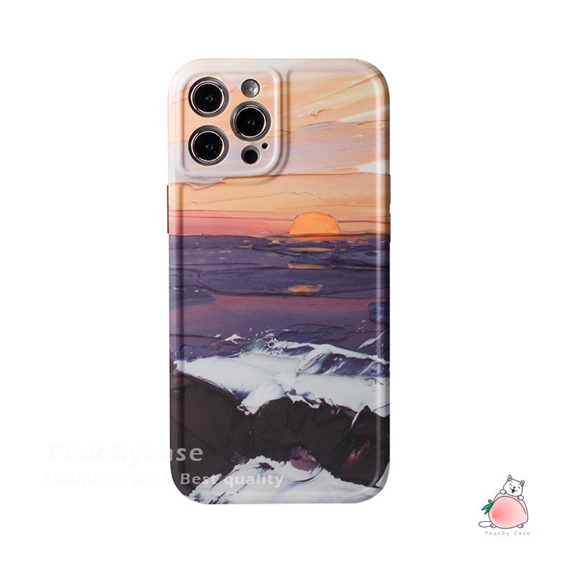 Ốp Điện Thoại IMD Hình Hoàng Hôn Trên Biển Cho iPhone 13 12 Pro Max 11 Xr Xs Max X