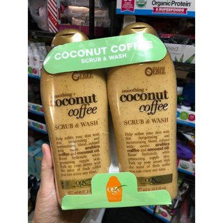 Sữa tắm tẩy tế bào chết OGX Coconut Cofee chai 577ml - Mỹ