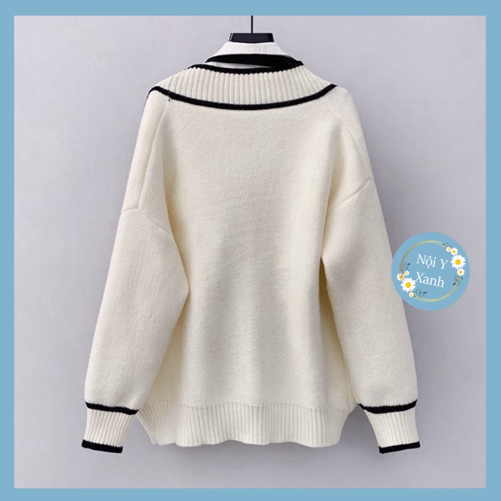 Áo len nữ cadigan dày phối viền sang chảnh hàng quảng châu cao cấp A525 Noiyxanh nội y xanh chất len quảng châu