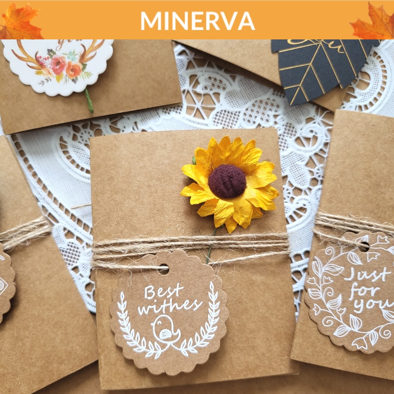 Thiệp gấp hoa kèm tag lời chúc 9x7.5cm HM010 - thiệp chúc mừng ngày lễ tình nhân , valentine , 8/3