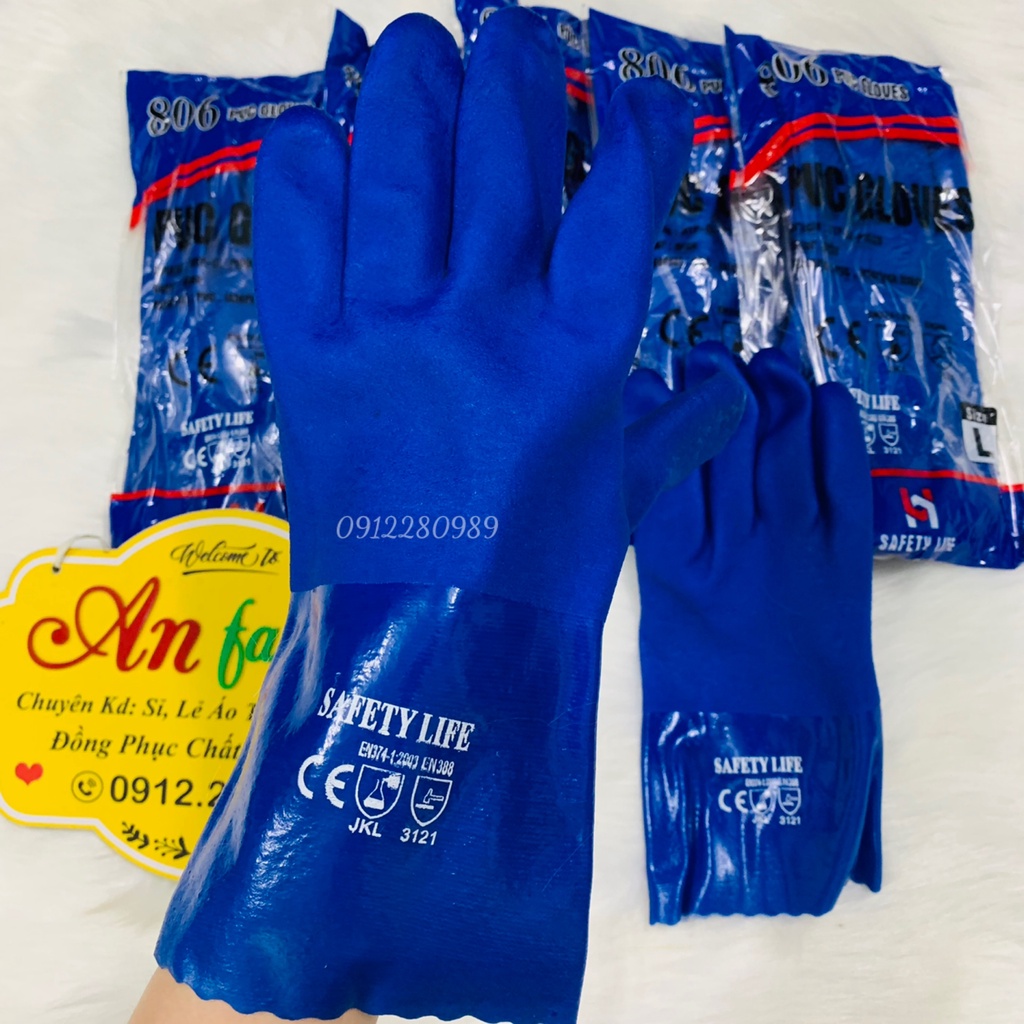 Găng tay Glove 806 chống dầu, chống hóa chất, chống trơn trượt ngành cơ khí Safety _ Hình chụp thật