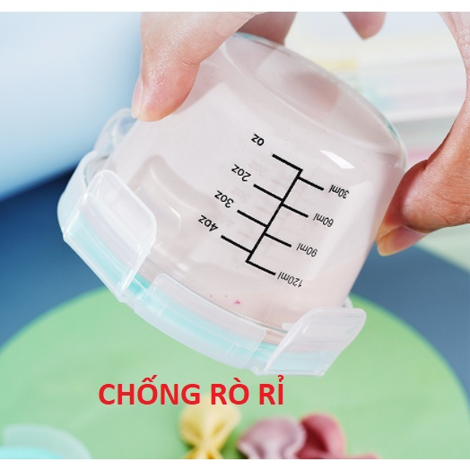 Hộp trữ đông cốc nấu cháo thủy tinh có vạch chia cho bé ăn dặm Luvamo AD80