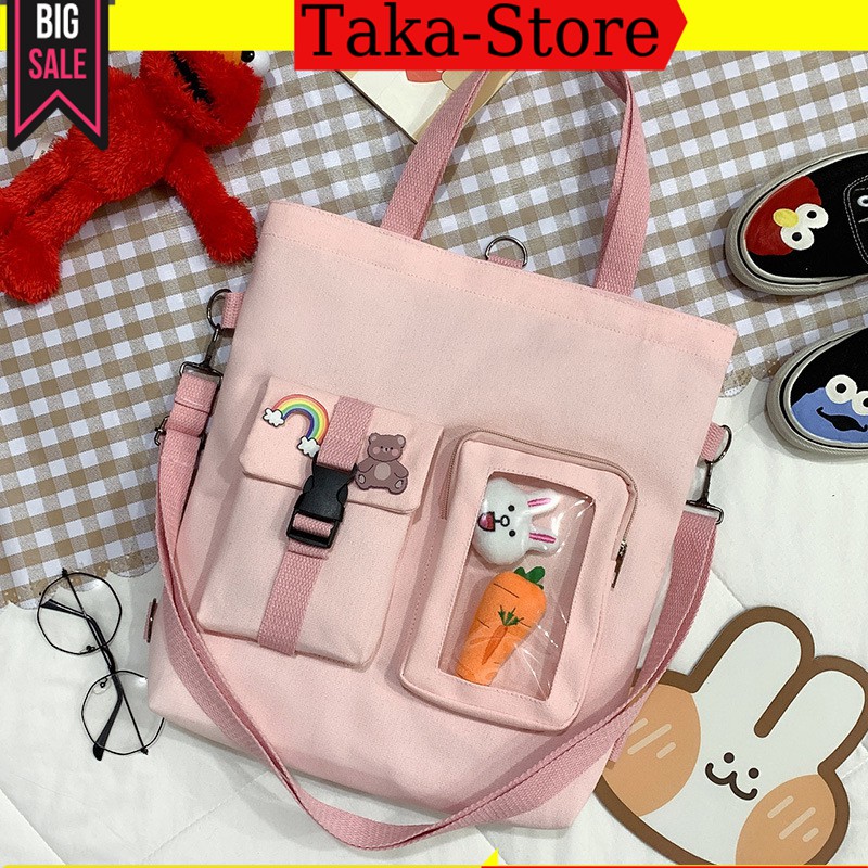 Túi vải đeo chéo nữ tote canvas trơn mềm đi học đẹp đựng đồ xách nữ cao cấp TV02