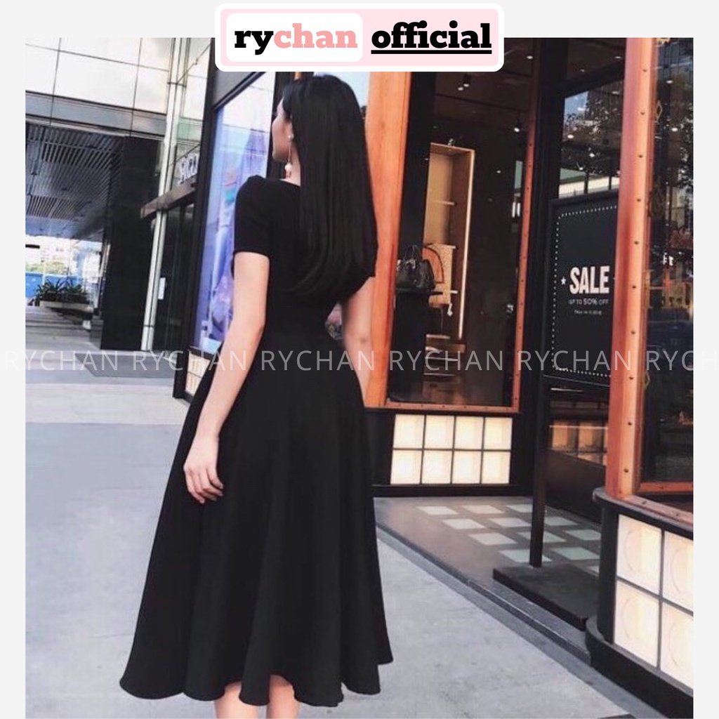 DX663 - Đầm Xòe Cổ Vuông Tay Ngắn Nhiều Màu