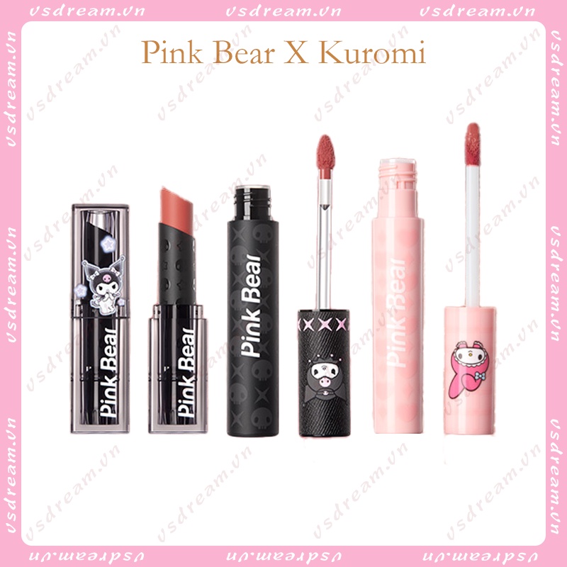 Pinkbear Kuromi Son Môi Pico Tông Màu Hồng Phấn Mắt Nước Tráng Gương Phiên Bản Giới Hạn Cho Nữ
