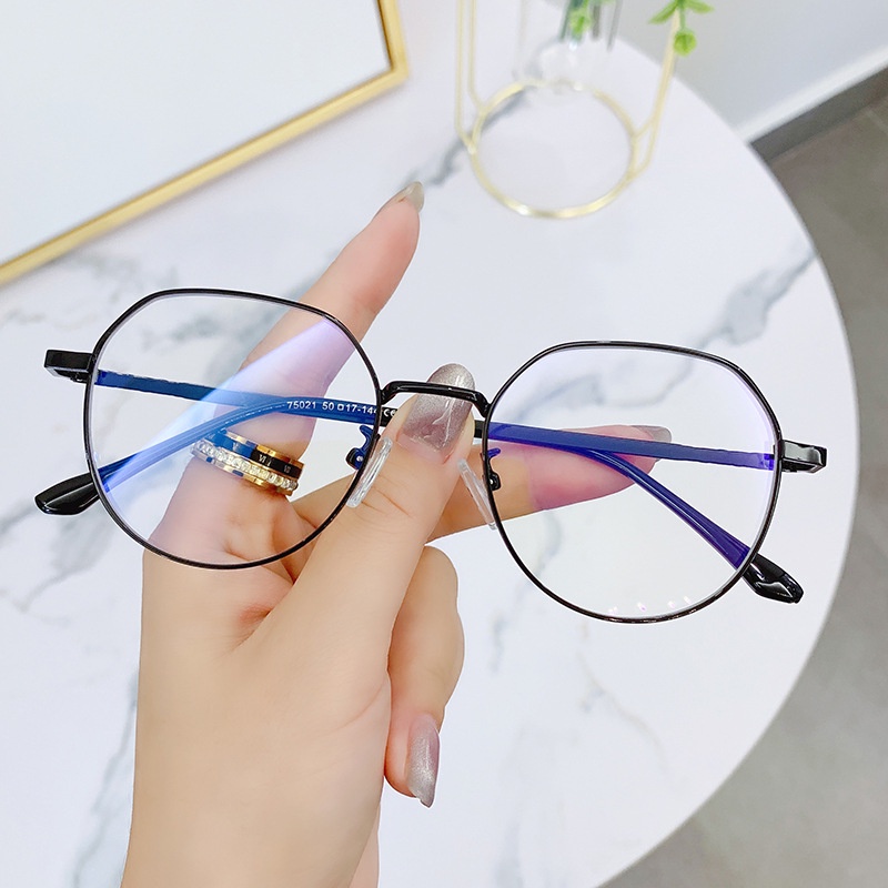 Kính Mát Nữ Gọng Tròn Kim Loại Chống Tia Sáng Xanh