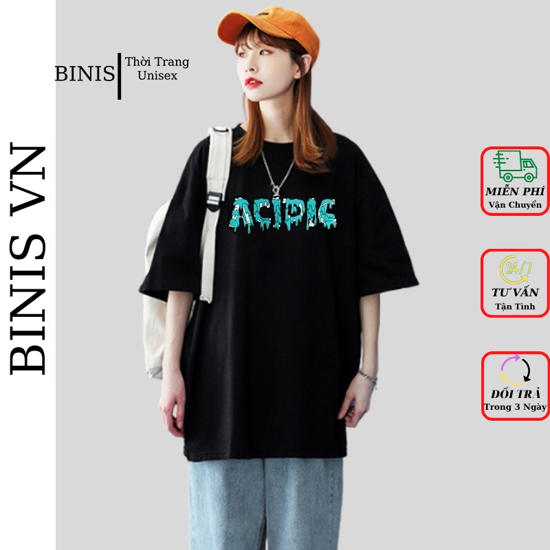 Áo Thun Tay Lỡ  Unisex Form Rộng Nam Nữ Chất Vải Cotton Áo Phông Tay Lỡ Cổ Tròn Phong Cách Ulzzang BINIS