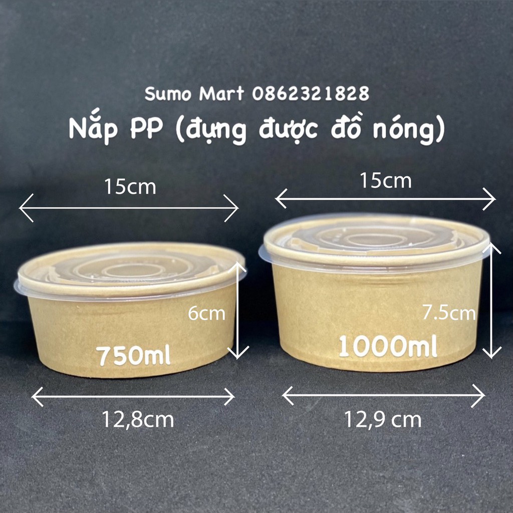 50 Tô giấy Kraft 750ml, 1000ml