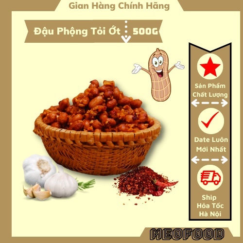 Đậu phộng rang tỏi ớt loại ngon 500g, đậu phộng cháy tỏi ớt Tiệm Ăn Vặt MeoFood thơm ngon đậm vị