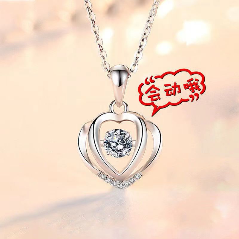 Hình trái tim Tình yêu trái tim chuyển động Vòng cổ 520 Ngày lễ tình nhân Douyin Net Phong cách nổ màu đỏ Đập trái tim Thiết kế Niche Mặt dây chuyền
