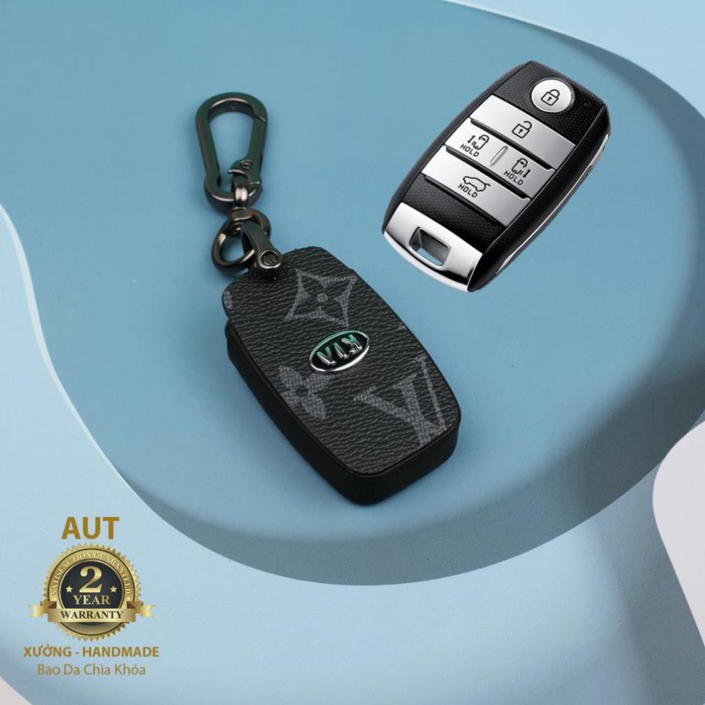 Bao da chìa khóa Smartkey Kia Sedona cũ 5 nút da Canvas L .V xẻ túi