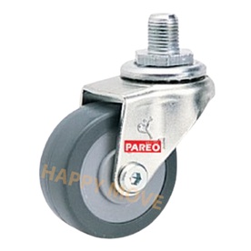 Bánh xe đẩy cao su tổng hợp xám tải nhẹ cọc vít xoay 360 độ - 50-65-75mm - Happy Move Thái Lan