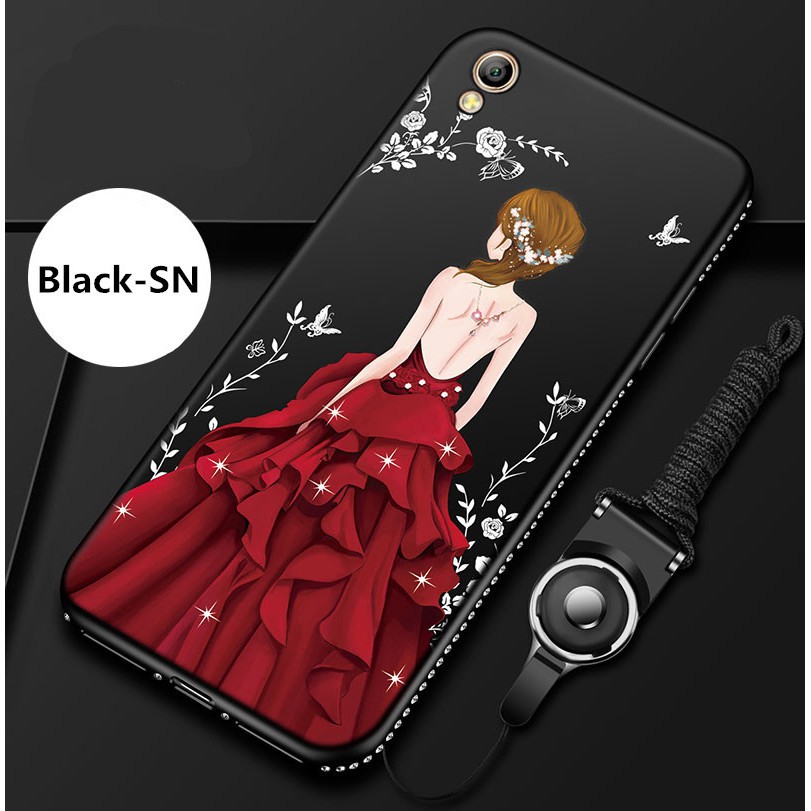 Ốp điện thoại silicone mềm in hình cô gái xinh xắn có dây đeo cho OPPO R9 R9m X9009
