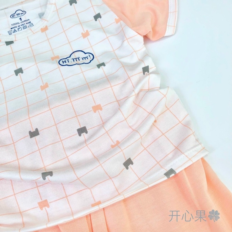Bộ quần áo cộc tay mùa hè cổ chui cúc vai vải thun lạnh mỏng mát Hi Mom bé trai bé gái 5-14kg