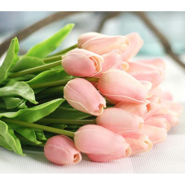 Hoa Tulip  giả lá xoăn bằng cao su non  mùi thơm nhẹ, giống thật 99%