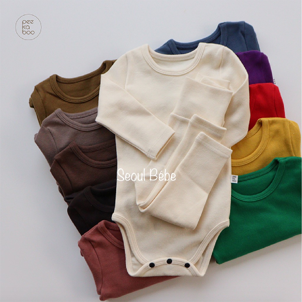 Bộ bodysuit Wonwon Winwin bộ dài trơn Wonwon bộ suit Peekaboo Hàn Quốc