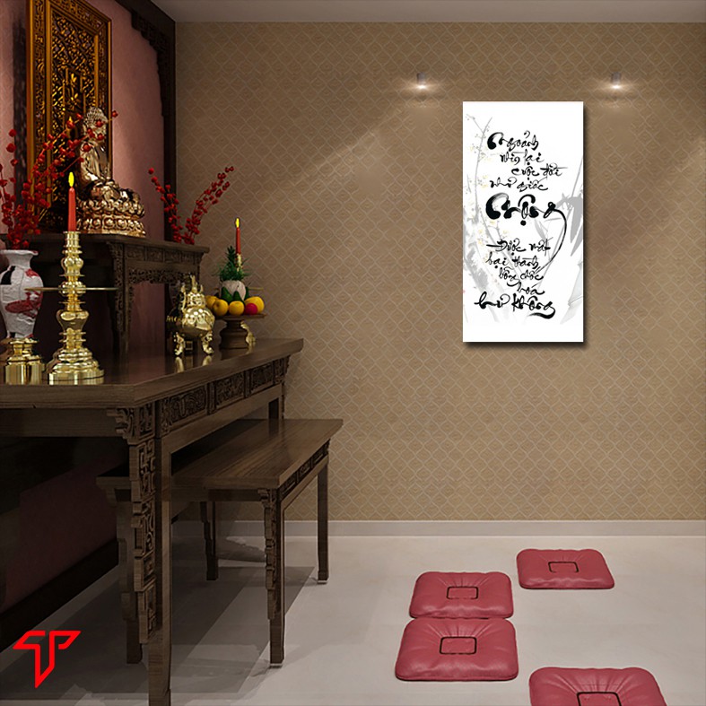 Tranh chữ thư pháp ép gỗ laminate (30x60)cm