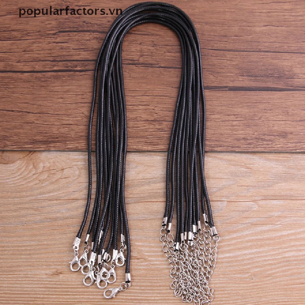 Set 10 Dây Da Màu Đen 1.5mm Có Thể Điều Chỉnh Dùng Làm Vòng Tay / Vòng cổ DIY