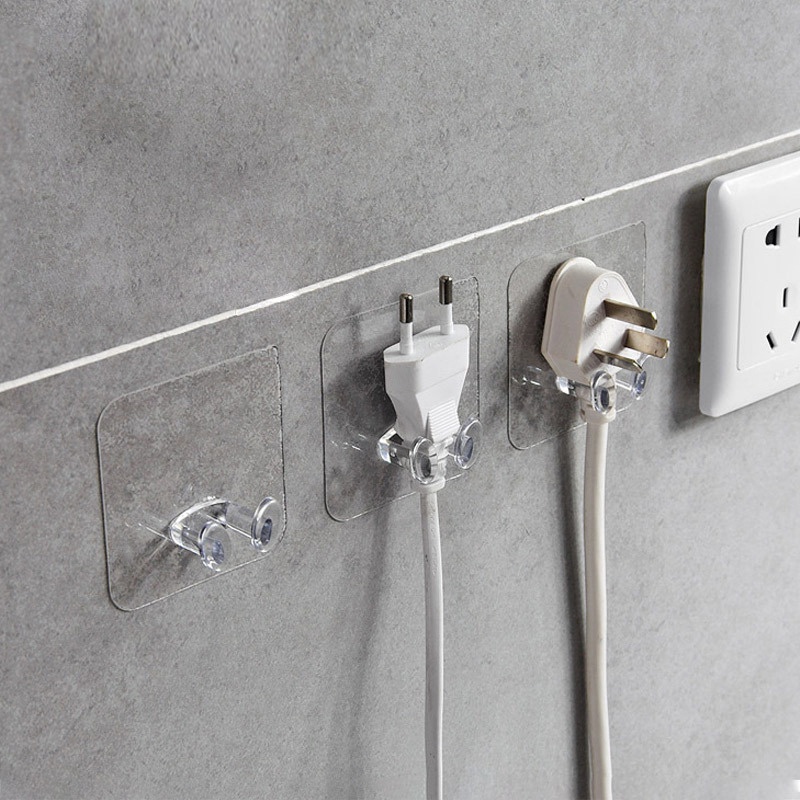 Móc Dán Tường Treo Phích Cắm Điện Trong Suốt