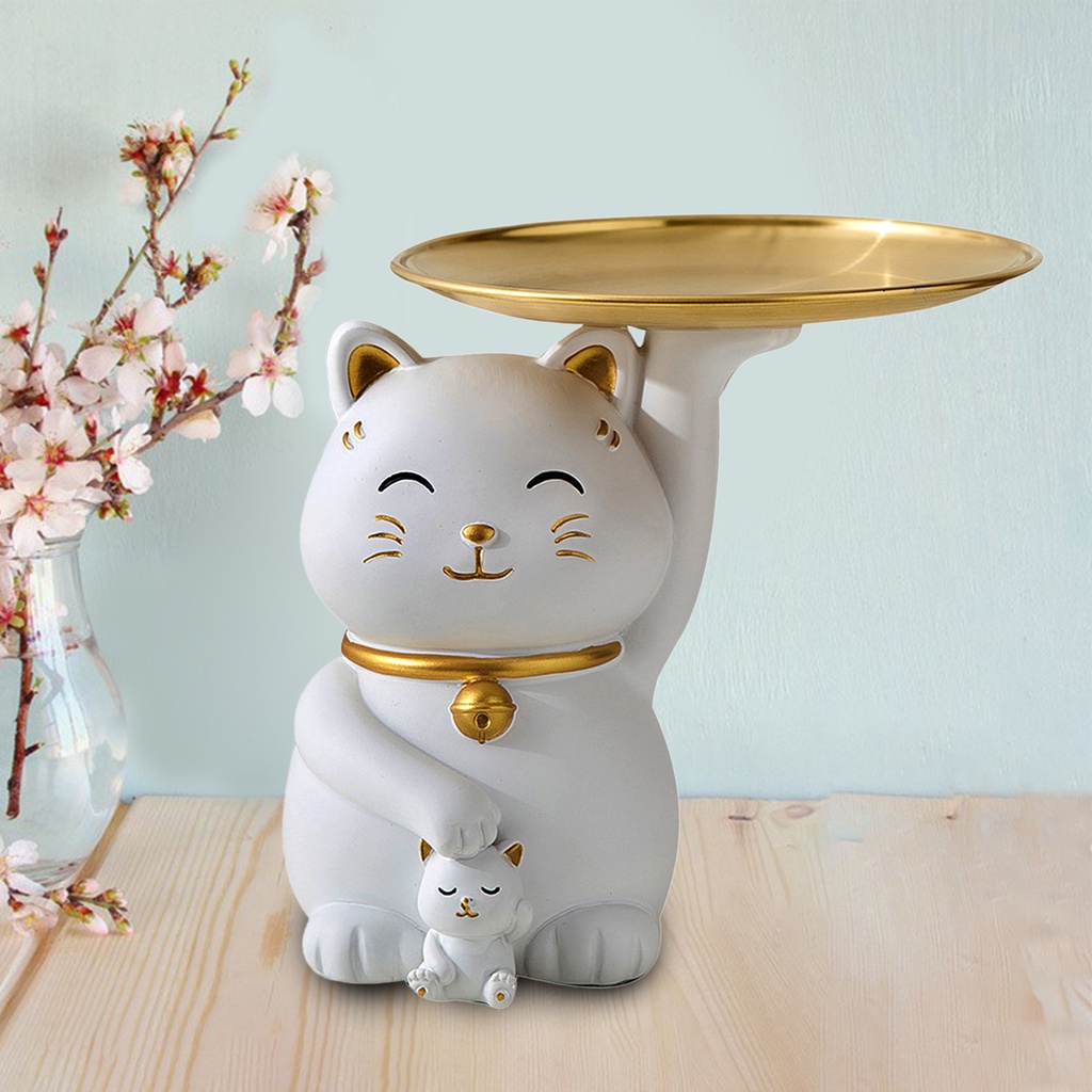 Khay đựng tượng hình chú mèo dễ thương dùng trang trí nhà cửa