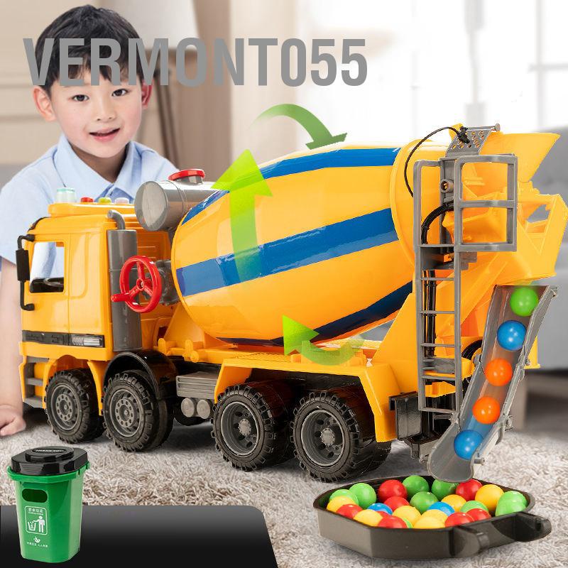 Vermont055 Xe trộn xi măng Mô phỏng đồ chơi mô quá khổ với thùng chứa đựng Đậu đầy màu sắc Máy cho bé trai