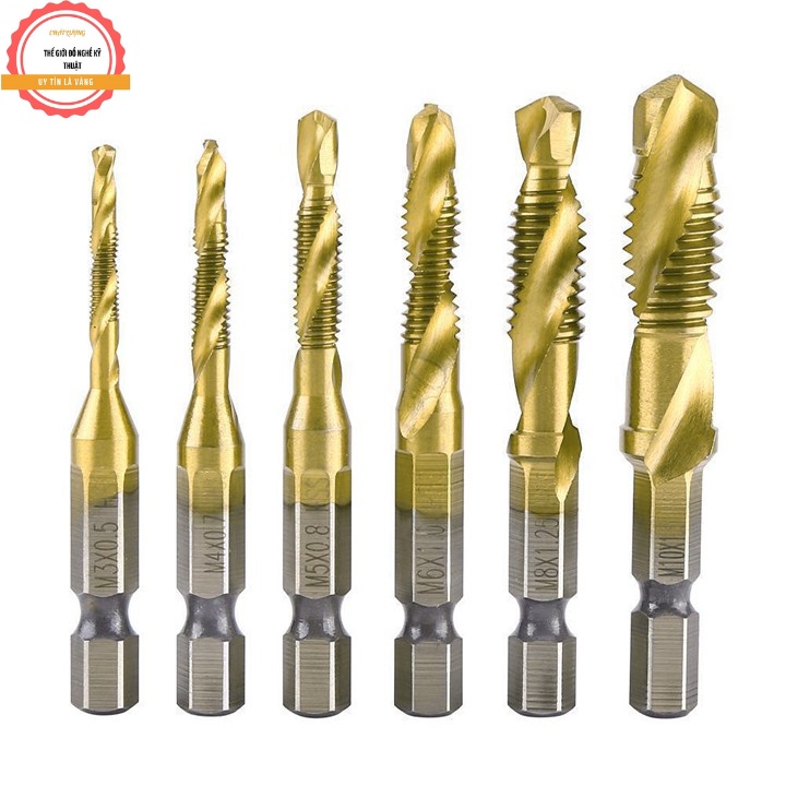 Mũi khoan tạo ren HSS 6542 M3-M10 phủ Titanium chuôi lục giác - Mũi khoan taro ren
