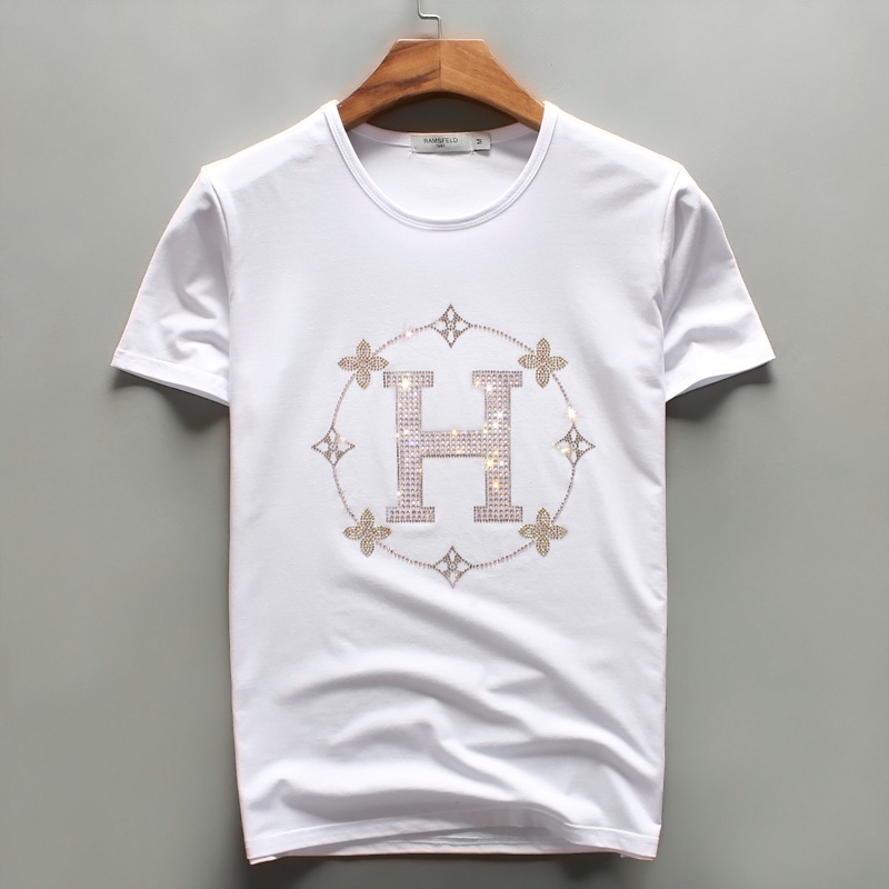 Áo Thun Tay Ngắn In Chữ H Phong Cách Âu Mỹ Thời Trang Cho Nam