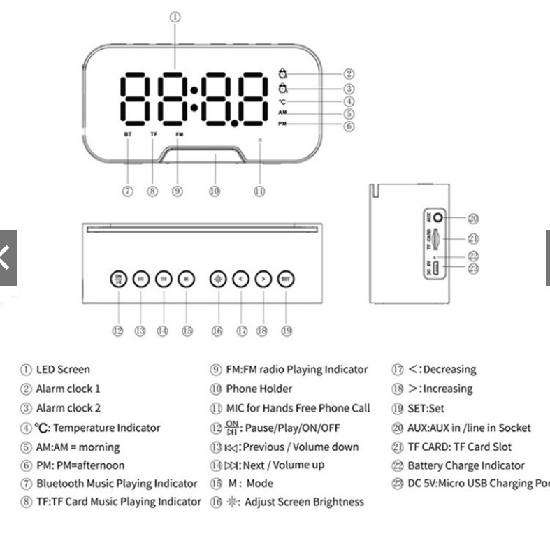 loa buetooth kết hợp đh đèn led