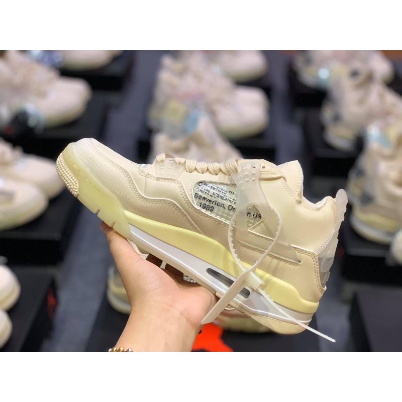 [SneeKeezz]  [FREESHIP + TĂNG TẤT ] Giày Off White ™ x Air Jodan 4 &quot;Cream/Sail&quot; OW ¹