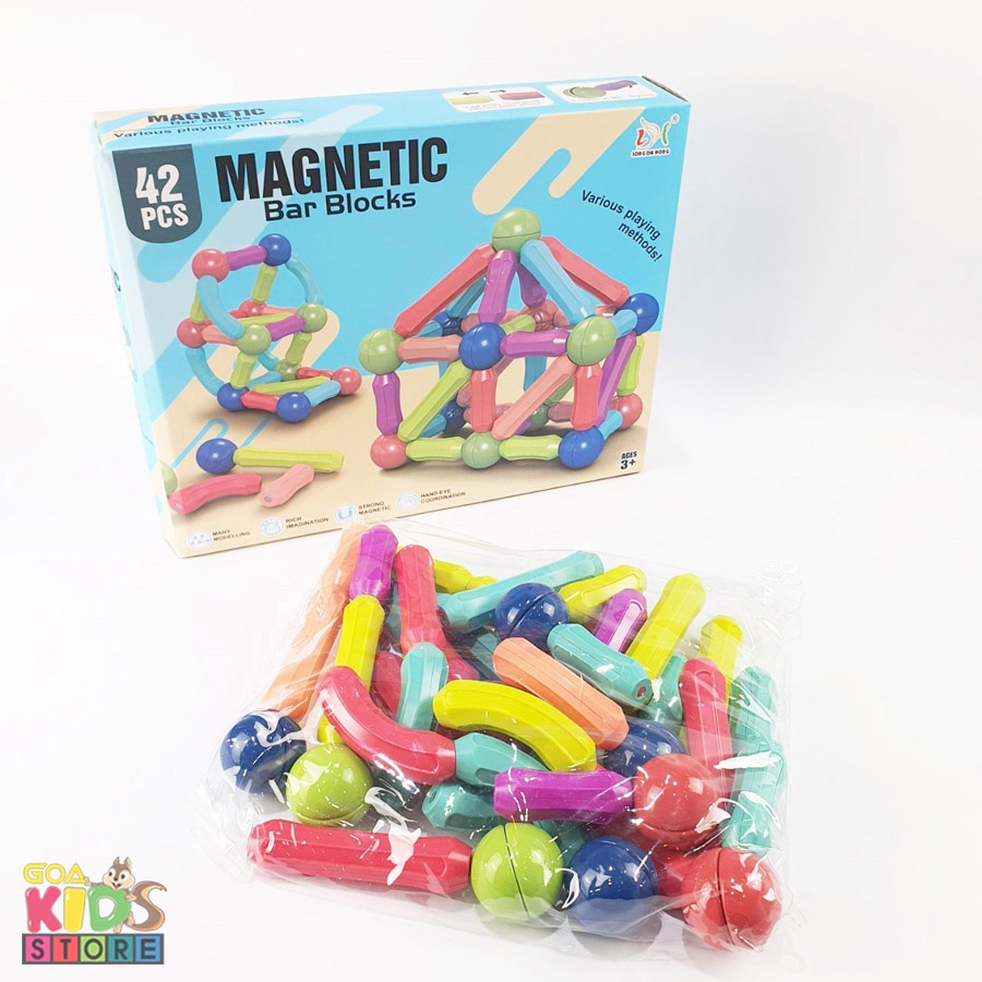 Bộ Lego Xây Dựng Từ Tính Magnetic Sticks Cao Cấp 42 Chi Tiết Cho Bé Tư Duy, Sáng Tạo