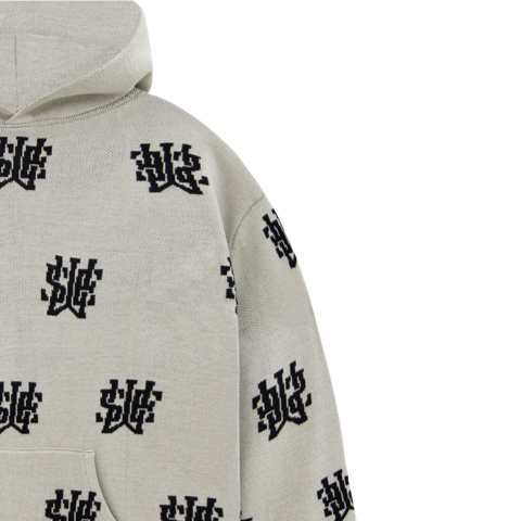 Áo Hoodie nam nữ SWE MONO KNIT - Black/White sợi len dệt 100% tự nhiên