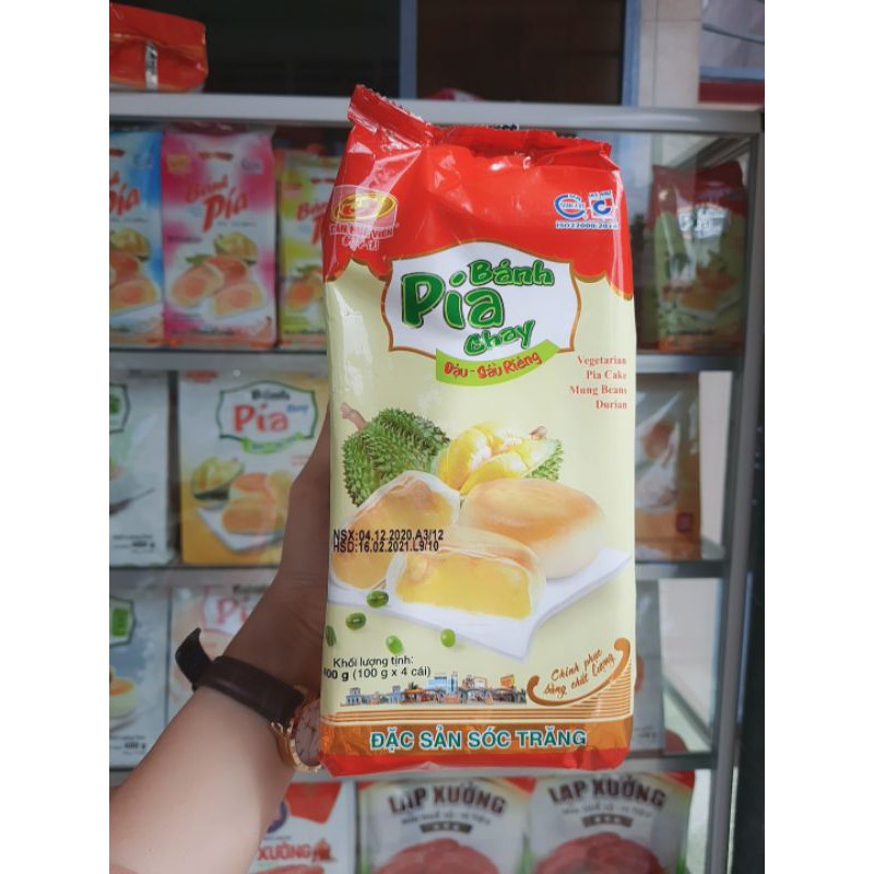 COMBO 3 GÓI BÁNH PÍA CHAY TÂN HUÊ VIÊN NHÂN ĐẬU XANH - SẦU RIÊNG ( gói 400gr/4 cái )