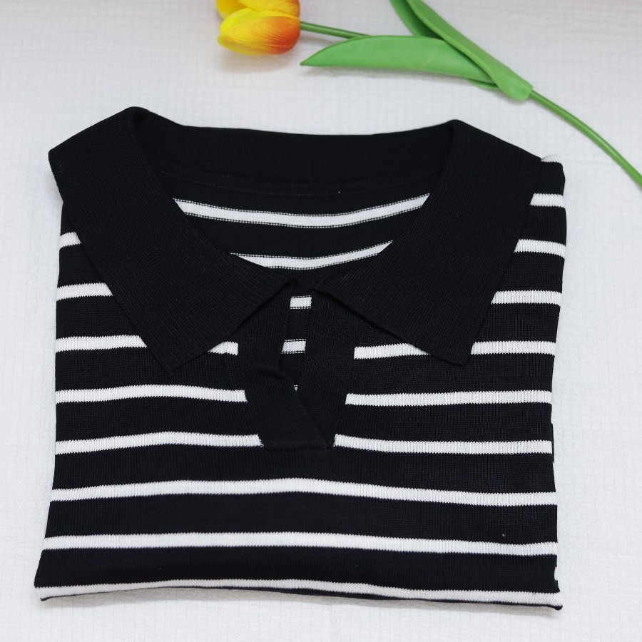 Áo len nữ cổ chữ V dài tay kẻ ngang phong cách Hàn Quốc đẹp | BigBuy360 - bigbuy360.vn