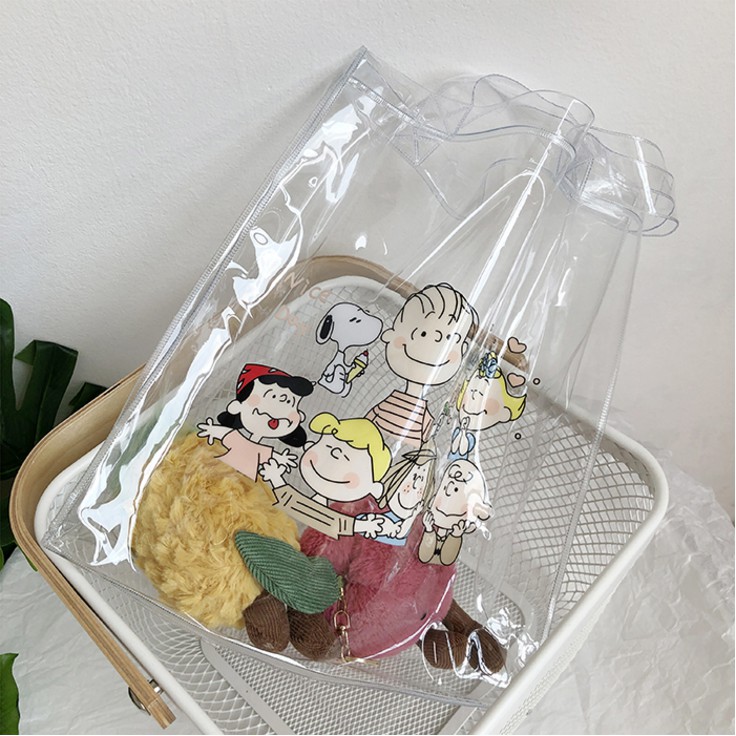 Túi Xách Nữ Trong Suốt In Hình Chó Snoopy Dễ Thương